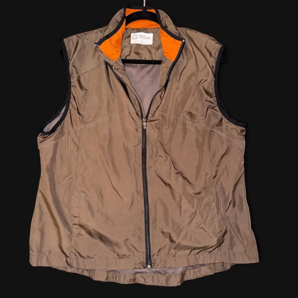 Wilson Brown Orange Lightweight Full Zip Golf Vest Men's XL